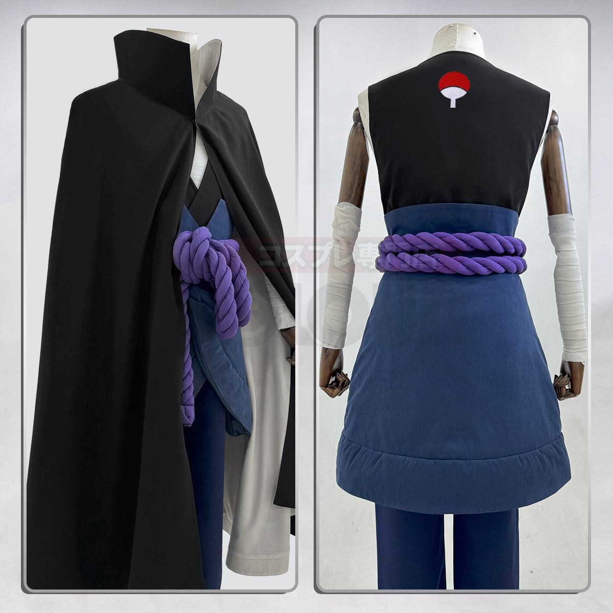 YOO Anime Uchiha Sasuke Cosplay Costume Cloak Vest Pants Purple Belt Halloween Christmas Animation Convention thumbnail 8