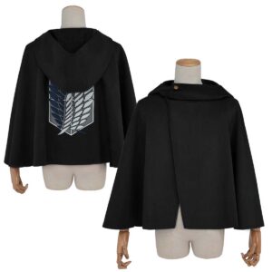 YOO Anime Levi Eren Jaeger Mikasa Ackerman Armin Arlert Hanji Cosplay Costume Embroidery Green Black Cloak Halloween