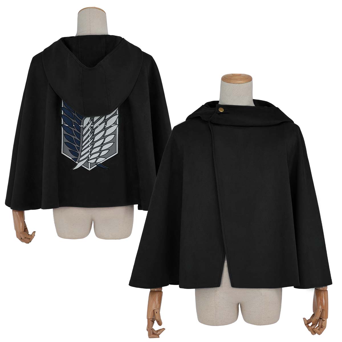 YOO Anime Levi Eren Jaeger Mikasa Ackerman Armin Arlert Hanji Cosplay Costume Embroidery Green Black Cloak Halloween