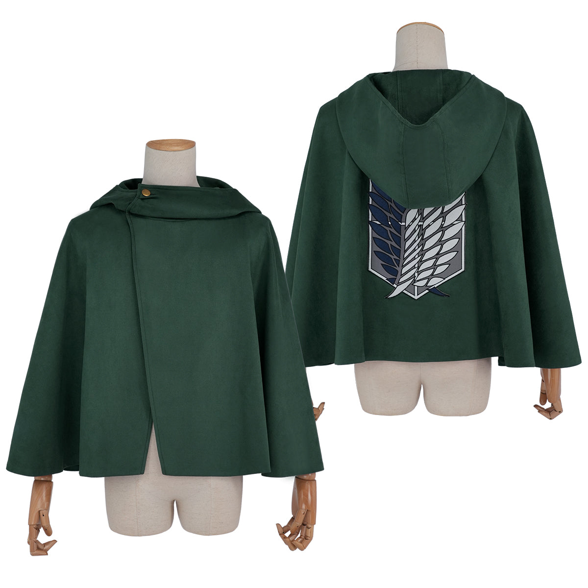 YOO Anime Levi Eren Jaeger Mikasa Ackerman Armin Arlert Hanji Cosplay Costume Embroidery Green Black Cloak Halloween thumbnail 2