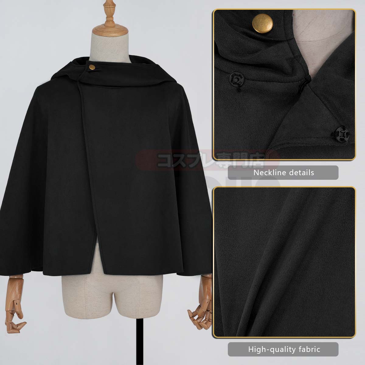YOO Anime Levi Eren Jaeger Mikasa Ackerman Armin Arlert Hanji Cosplay Costume Embroidery Green Black Cloak Halloween thumbnail 4