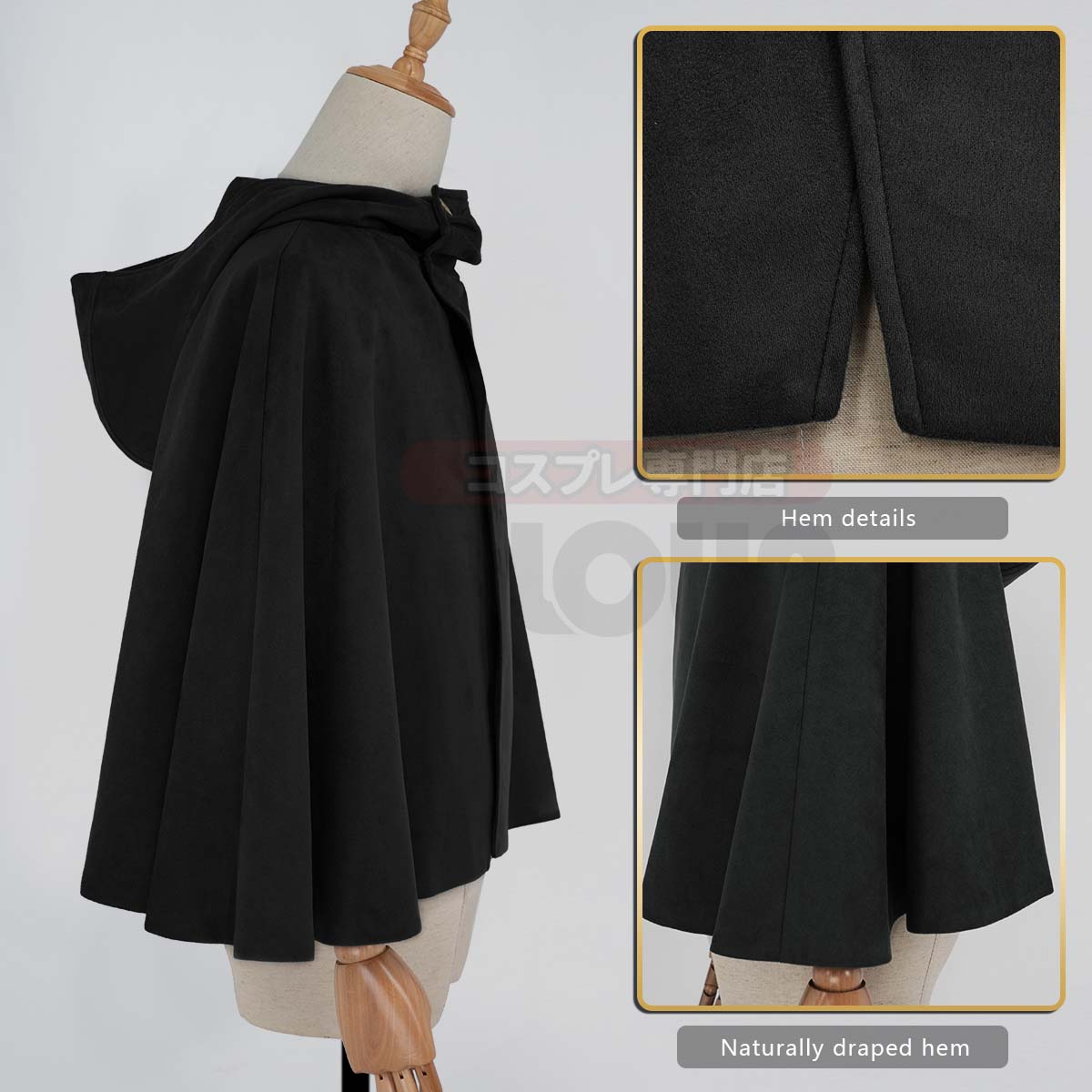 YOO Anime Levi Eren Jaeger Mikasa Ackerman Armin Arlert Hanji Cosplay Costume Embroidery Green Black Cloak Halloween thumbnail 6