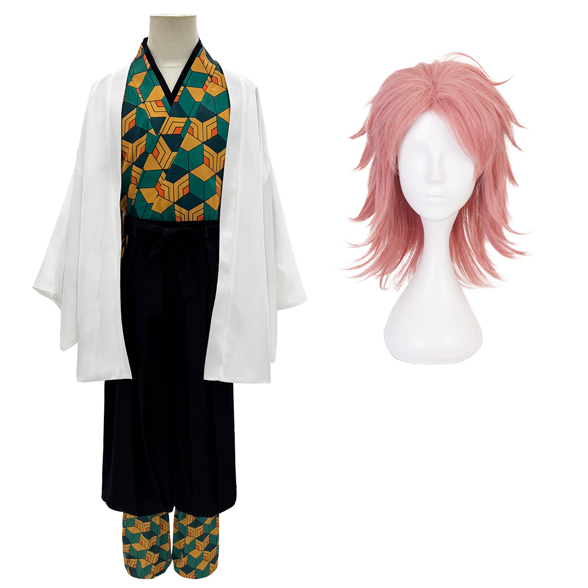 YOO  Anime Sabito Cosplay Costume Wig Haori Top Pants Leg Covers Halloween Christmas Animation Convention thumbnail 3