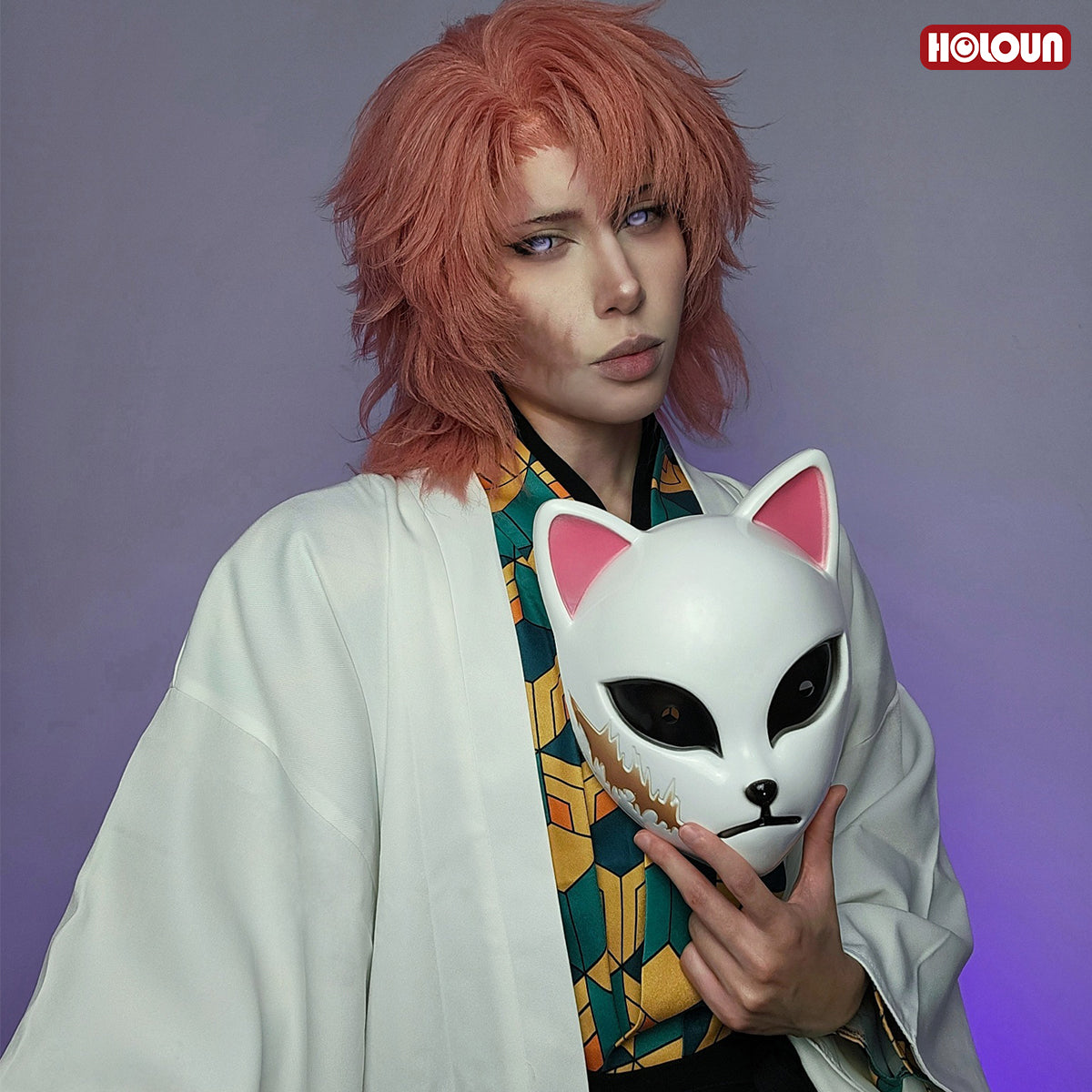 YOO  Anime Sabito Cosplay Costume Wig Haori Top Pants Leg Covers Halloween Christmas Animation Convention thumbnail 5