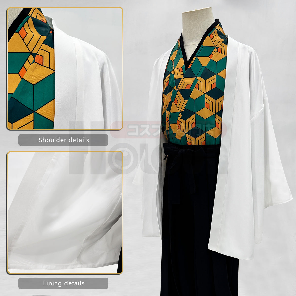 YOO  Anime Sabito Cosplay Costume Wig Haori Top Pants Leg Covers Halloween Christmas Animation Convention thumbnail 7