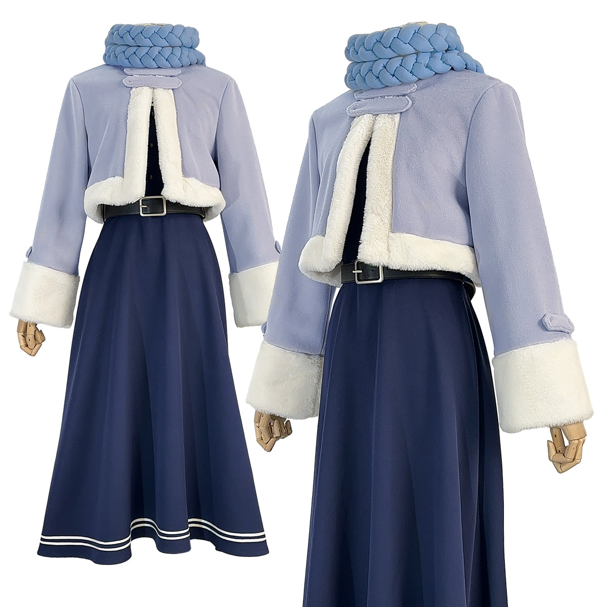 YOO Frieren Beyond Journey’s End Anime Fern Cosplay Costume Wig Winter Cape Dress Braid Scarf Halloween Christmas Convention