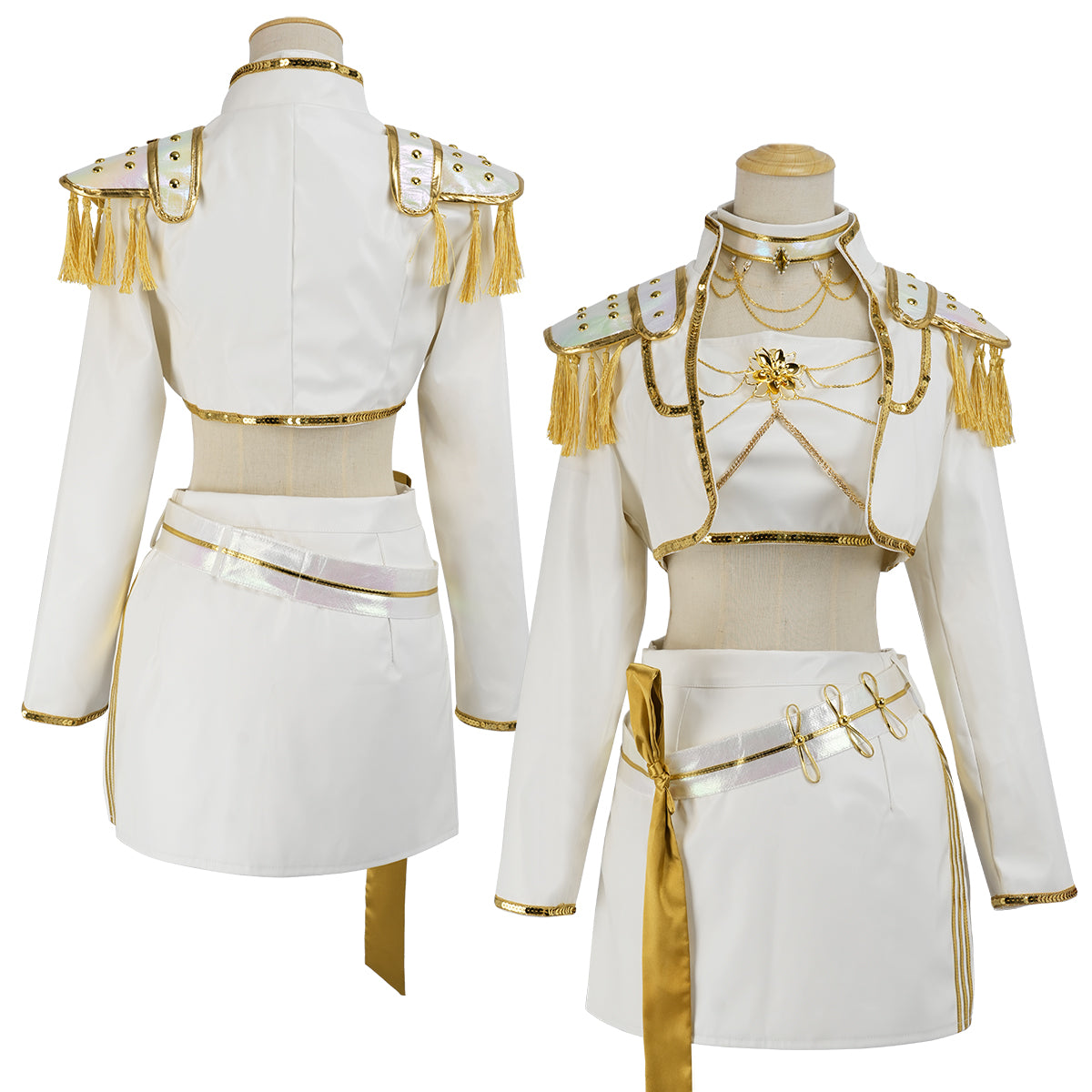 YOO Anime Miraa Cosplay Costume Jacket Skirt White Stage Performance Uniform Halloween Christmas thumbnail 2