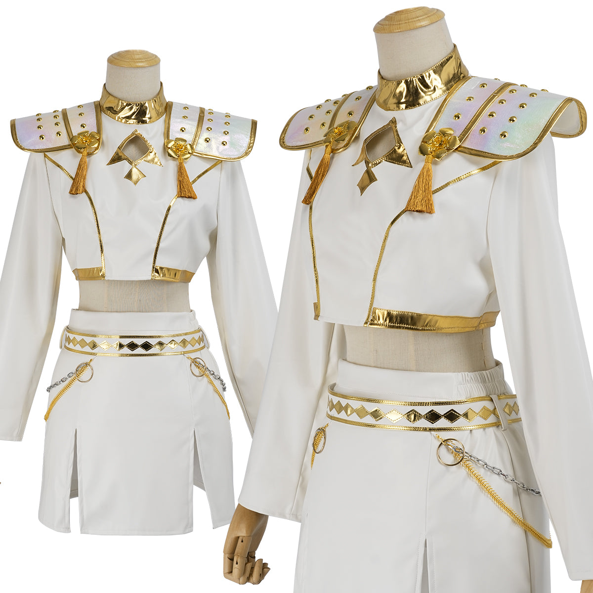 YOO Anime Zoey Cosplay Costume Jacket Skirt White Stage Performance Uniform Halloween Christmas