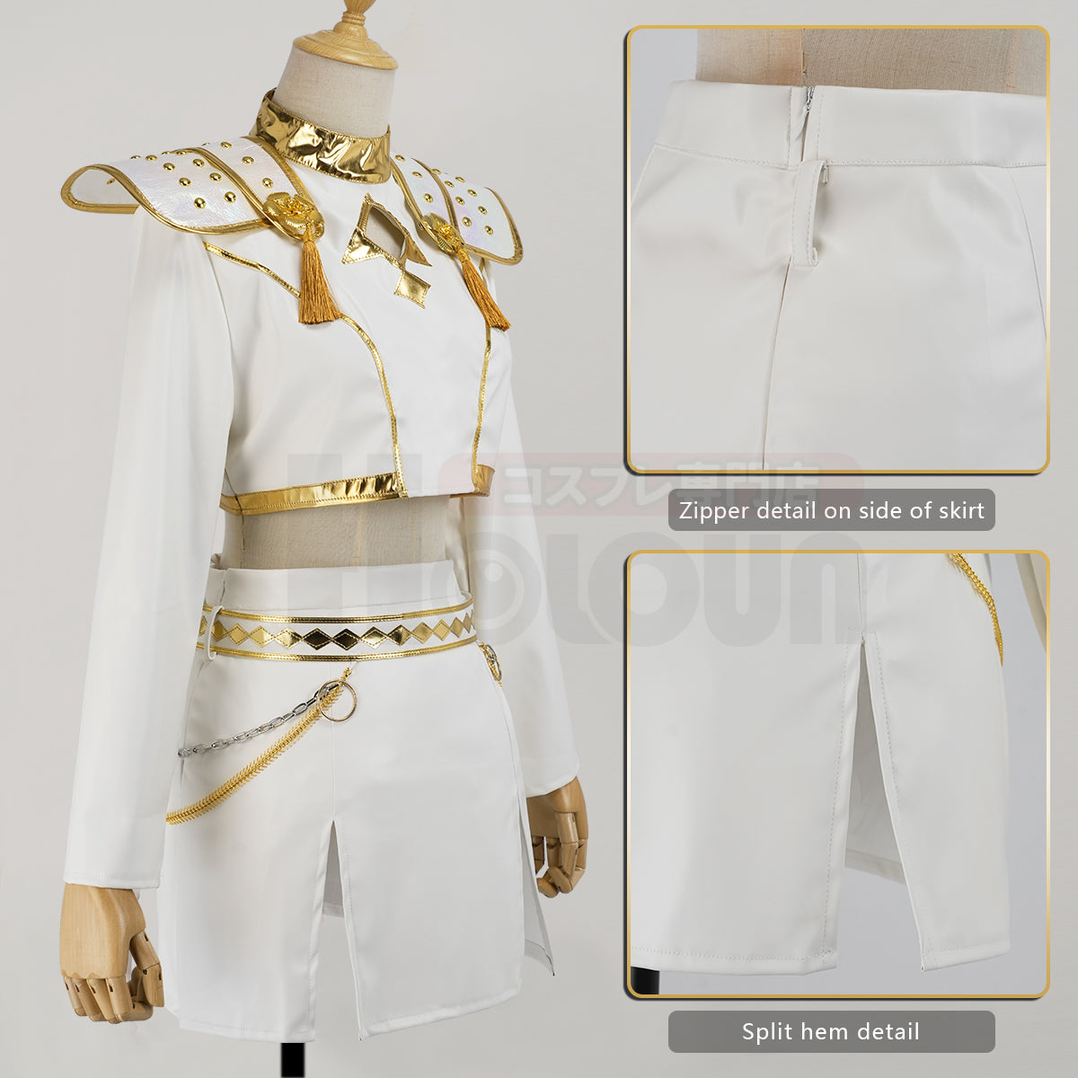 YOO Anime Zoey Cosplay Costume Jacket Skirt White Stage Performance Uniform Halloween Christmas thumbnail 8