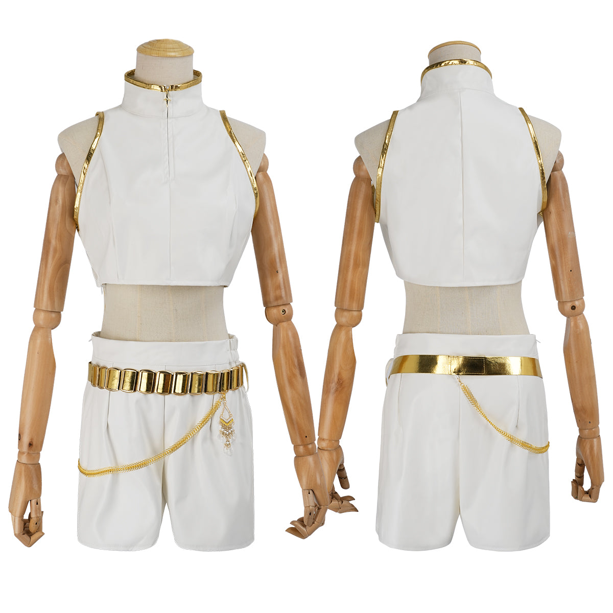 YOO Anime Rumi Cosplay Costume Jacket Shorts White Stage Performance Uniform Halloween Christmas thumbnail 2