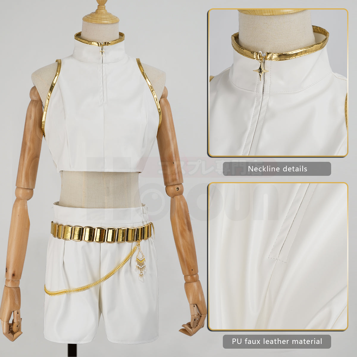 YOO Anime Rumi Cosplay Costume Jacket Shorts White Stage Performance Uniform Halloween Christmas thumbnail 4