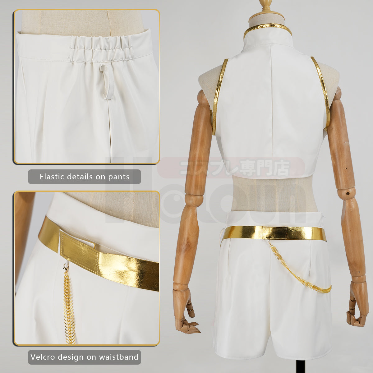 YOO Anime Rumi Cosplay Costume Jacket Shorts White Stage Performance Uniform Halloween Christmas thumbnail 7