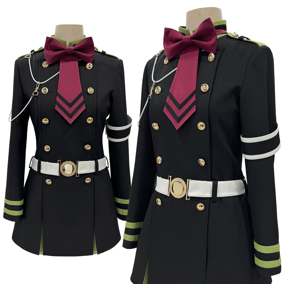 YOO Seraph Of The End Anime Shinoa Hiiragi Cosplay Costume Coat Belt Bow Tie Halloween Christmas Convention Daily Wear