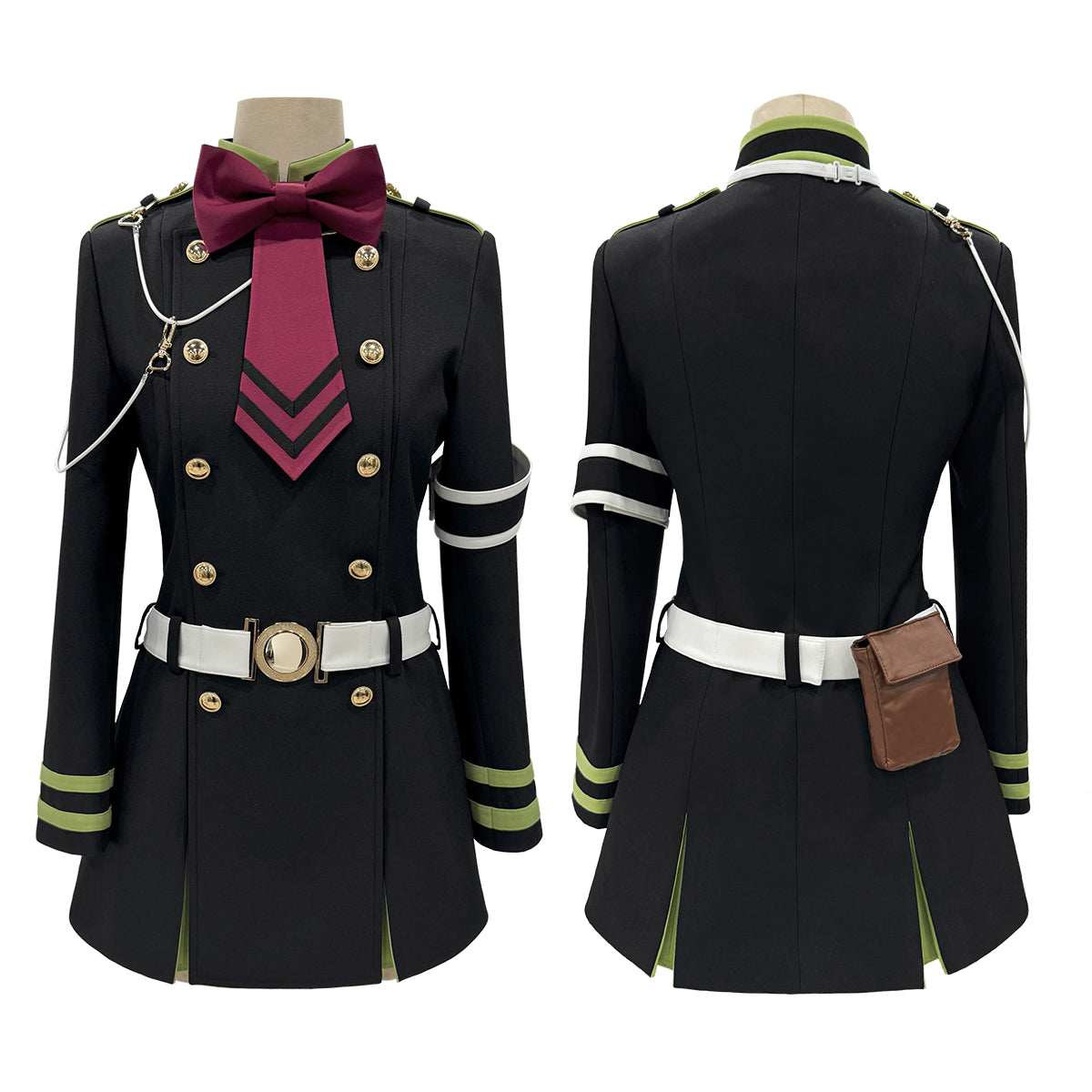 YOO Seraph Of The End Anime Shinoa Hiiragi Cosplay Costume Coat Belt Bow Tie Halloween Christmas Convention Daily Wear thumbnail 2
