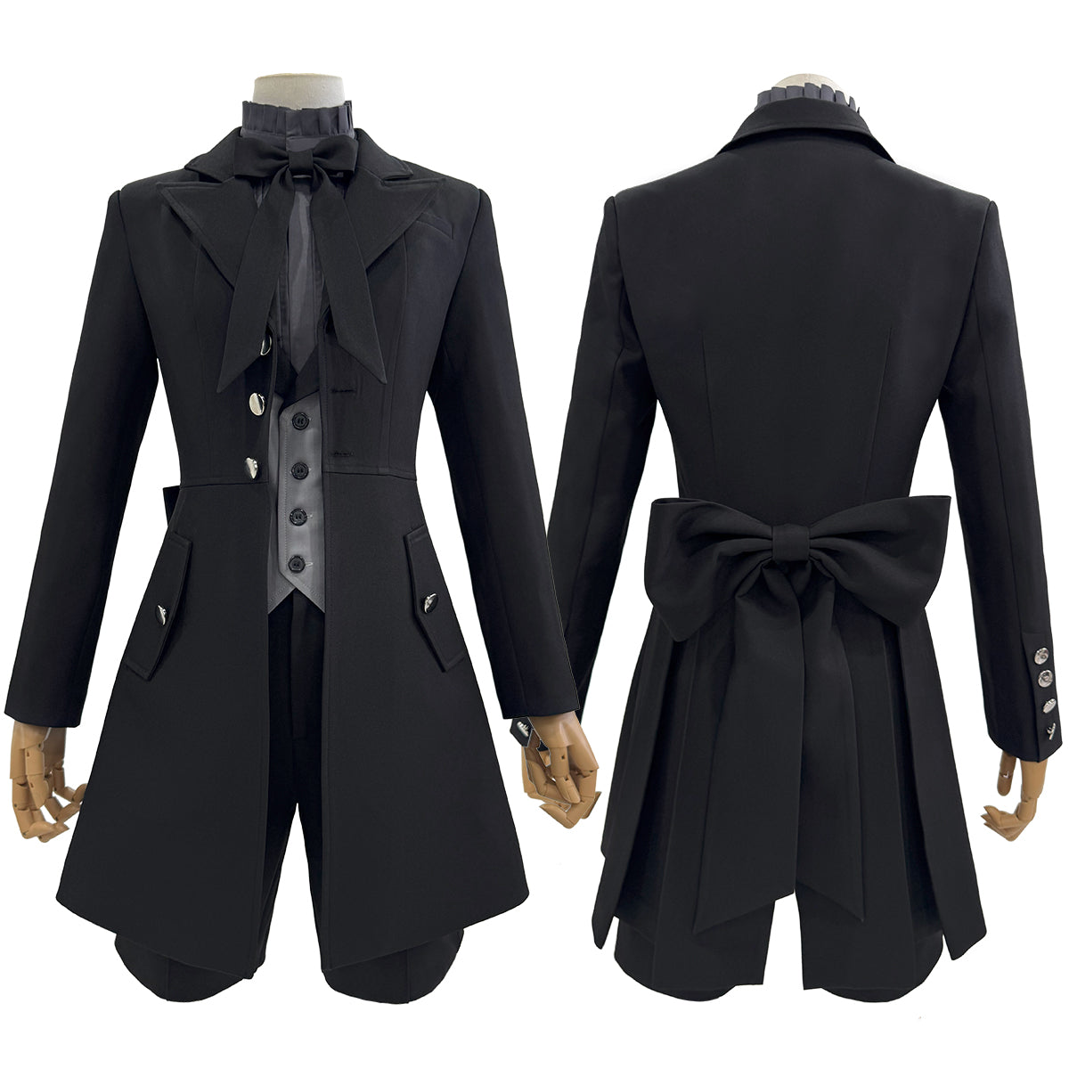 YOO Butler Anime Ciel Phantomhive Cosplay Costume Black Coat Shorts Shirt Vest Animation Convention Halloween Christmas