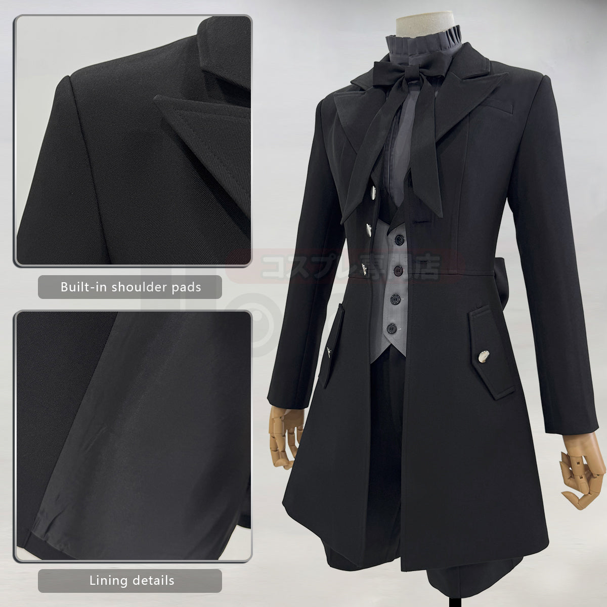 YOO Butler Anime Ciel Phantomhive Cosplay Costume Black Coat Shorts Shirt Vest Animation Convention Halloween Christmas thumbnail 4