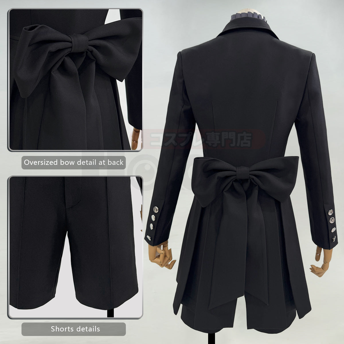 YOO Butler Anime Ciel Phantomhive Cosplay Costume Black Coat Shorts Shirt Vest Animation Convention Halloween Christmas thumbnail 7
