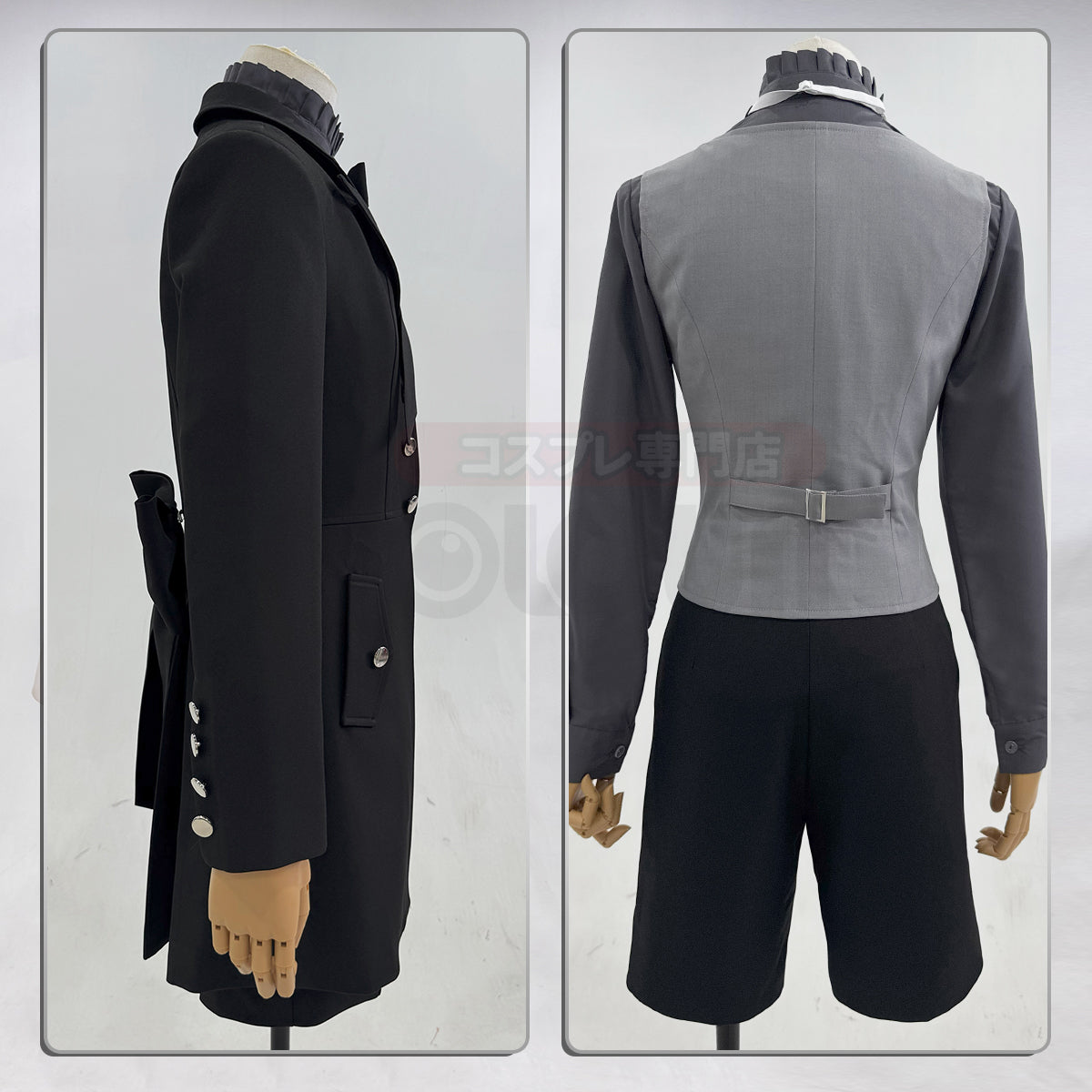 YOO Butler Anime Ciel Phantomhive Cosplay Costume Black Coat Shorts Shirt Vest Animation Convention Halloween Christmas thumbnail 8