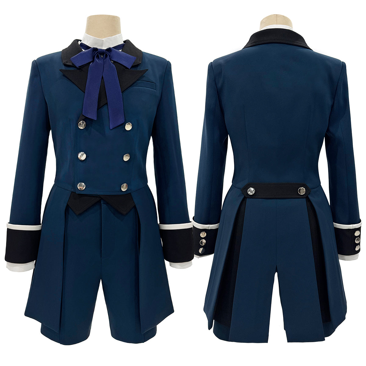 YOO Butler Anime Ciel Phantomhive Cosplay Costume Dark Blue Double-Breasted Coat Short Animation Convention Daily Wear