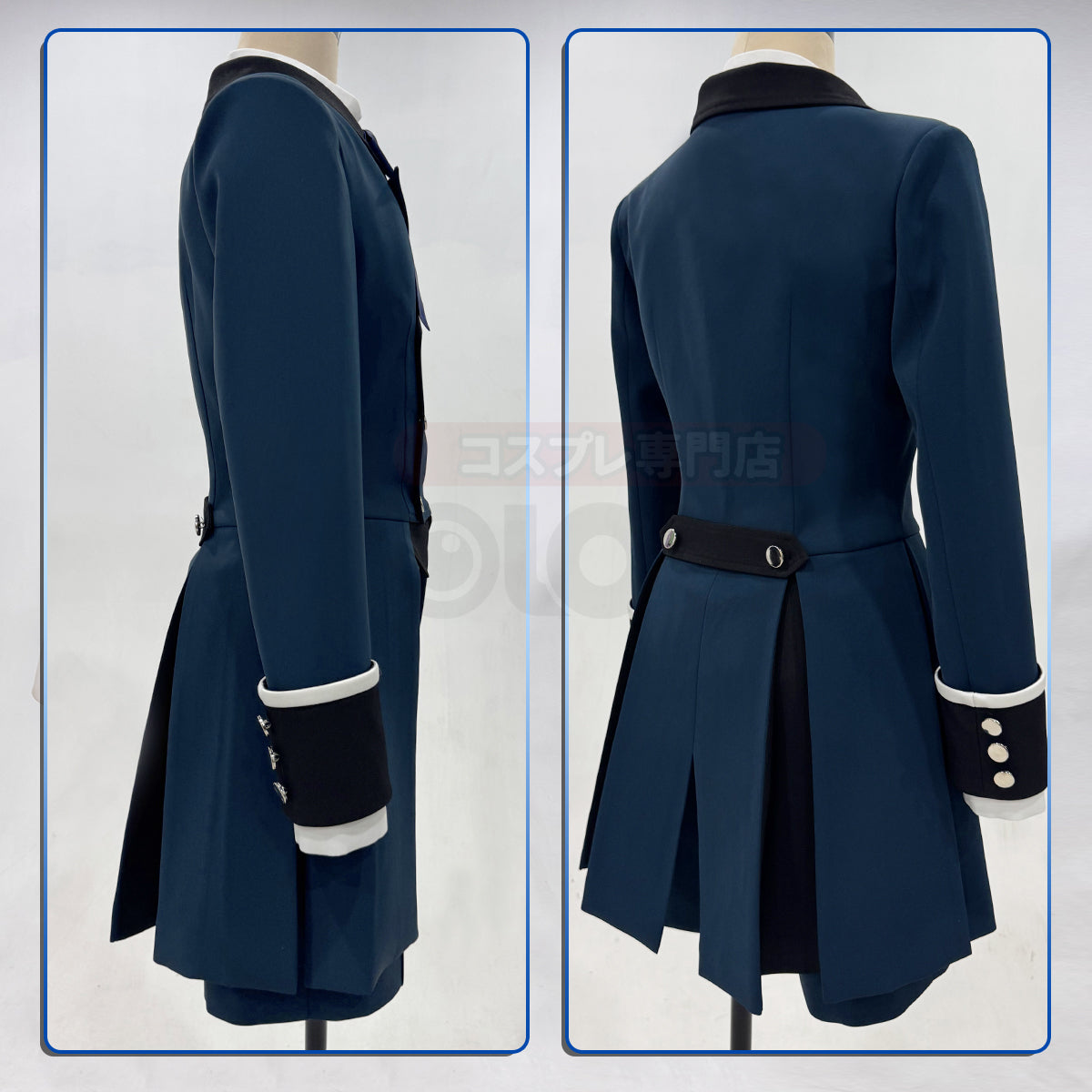 YOO Butler Anime Ciel Phantomhive Cosplay Costume Dark Blue Double-Breasted Coat Short Animation Convention Daily Wear thumbnail 8
