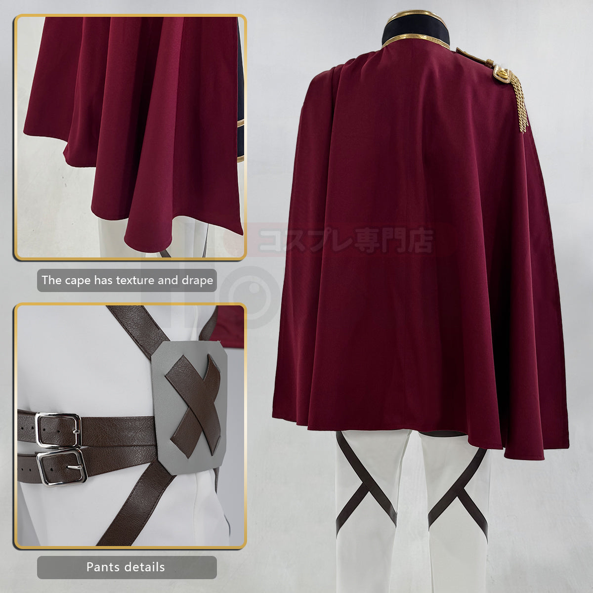 YOO Titan Anime Mikasa Ackerman Cosplay Costume Cloak Coat Pants Uniform Animation Convention 2025 Unisex Halloween Christmas thumbnail 7