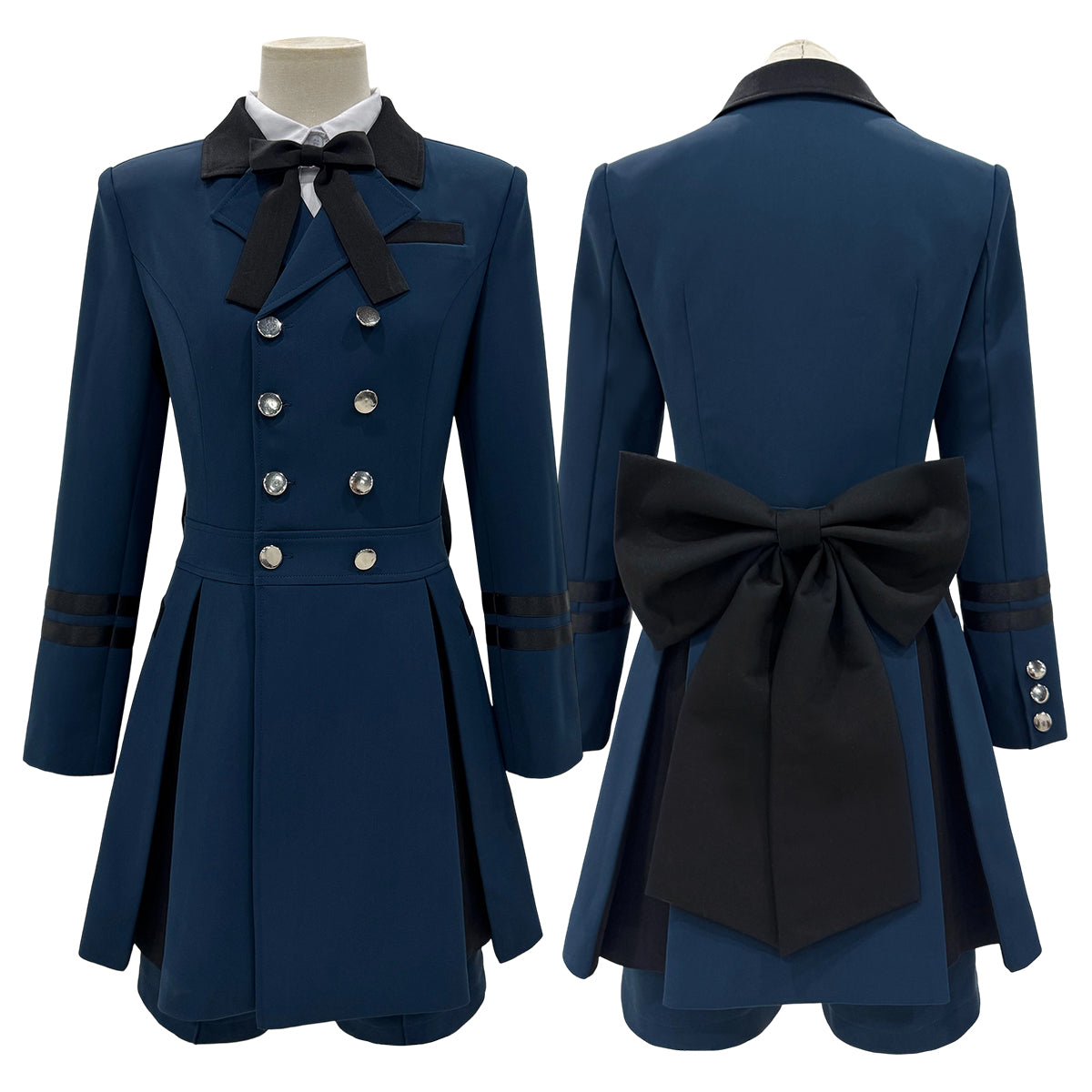 YOO Butler Anime Ciel Phantomhive Cosplay Costume Dark Blue Double-Breasted Coat Shirt Short Daily Wear Cos Convention thumbnail 10