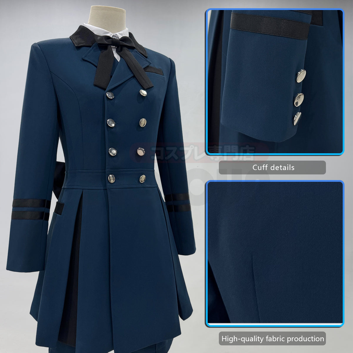 YOO Butler Anime Ciel Phantomhive Cosplay Costume Dark Blue Double-Breasted Coat Shirt Short Daily Wear Cos Convention thumbnail 5