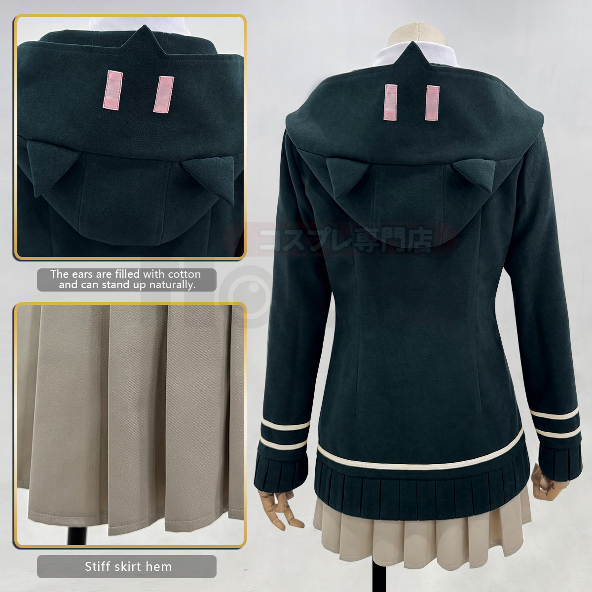 YOO Danganronpa Game Trigger Happy Havoc Nanami ChiaKi Cosplay Costume Coat Shirt Skirt Hair Clip School Uniform Cos thumbnail 11