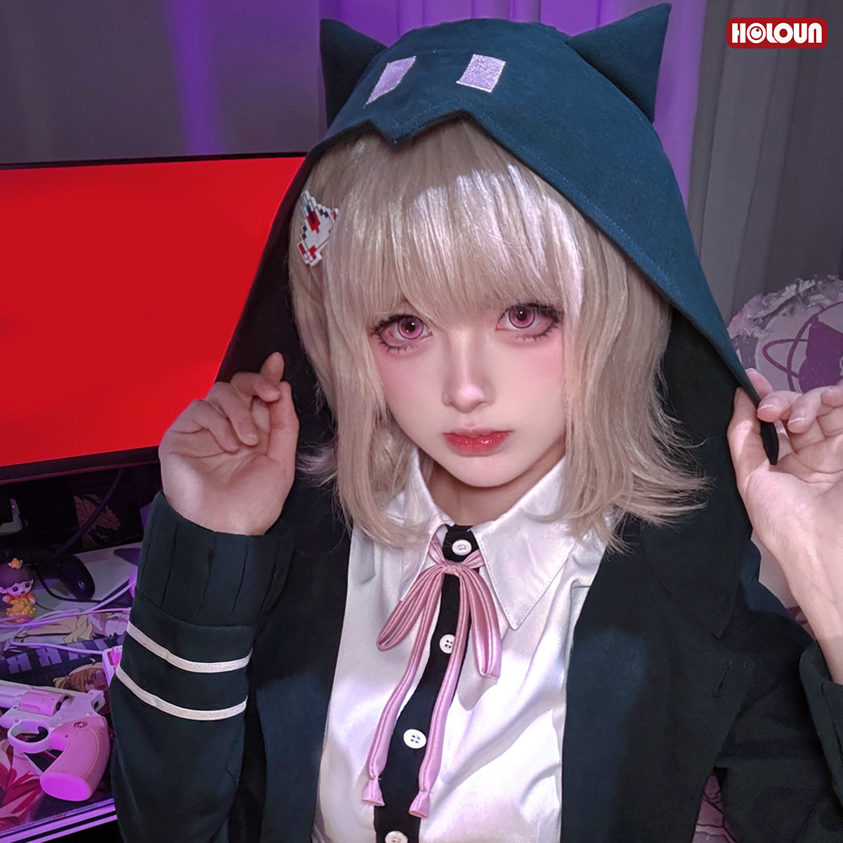 YOO Danganronpa Game Trigger Happy Havoc Nanami ChiaKi Cosplay Costume Coat Shirt Skirt Hair Clip School Uniform Cos thumbnail 4