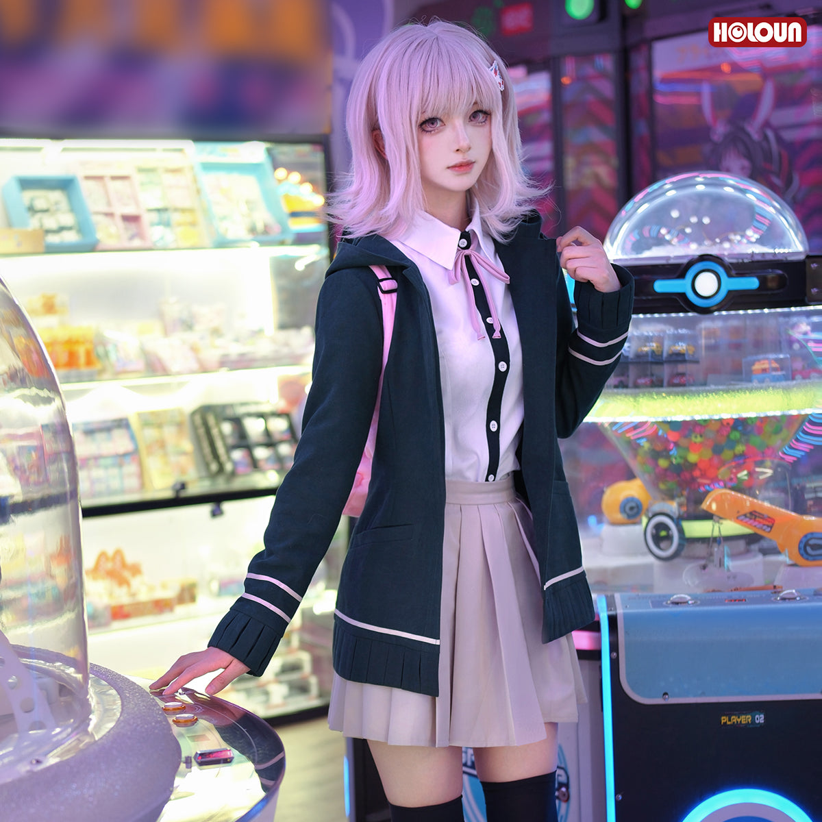 YOO Danganronpa Game Trigger Happy Havoc Nanami ChiaKi Cosplay Costume Coat Shirt Skirt Hair Clip School Uniform Cos thumbnail 6
