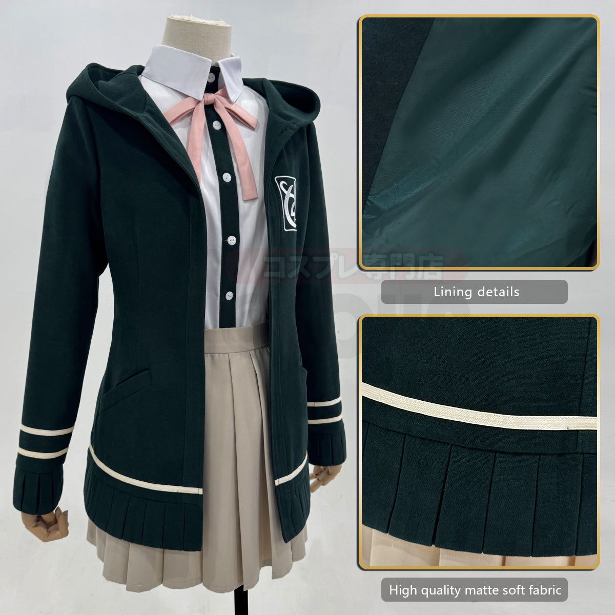 YOO Danganronpa Game Trigger Happy Havoc Nanami ChiaKi Cosplay Costume Coat Shirt Skirt Hair Clip School Uniform Cos thumbnail 9
