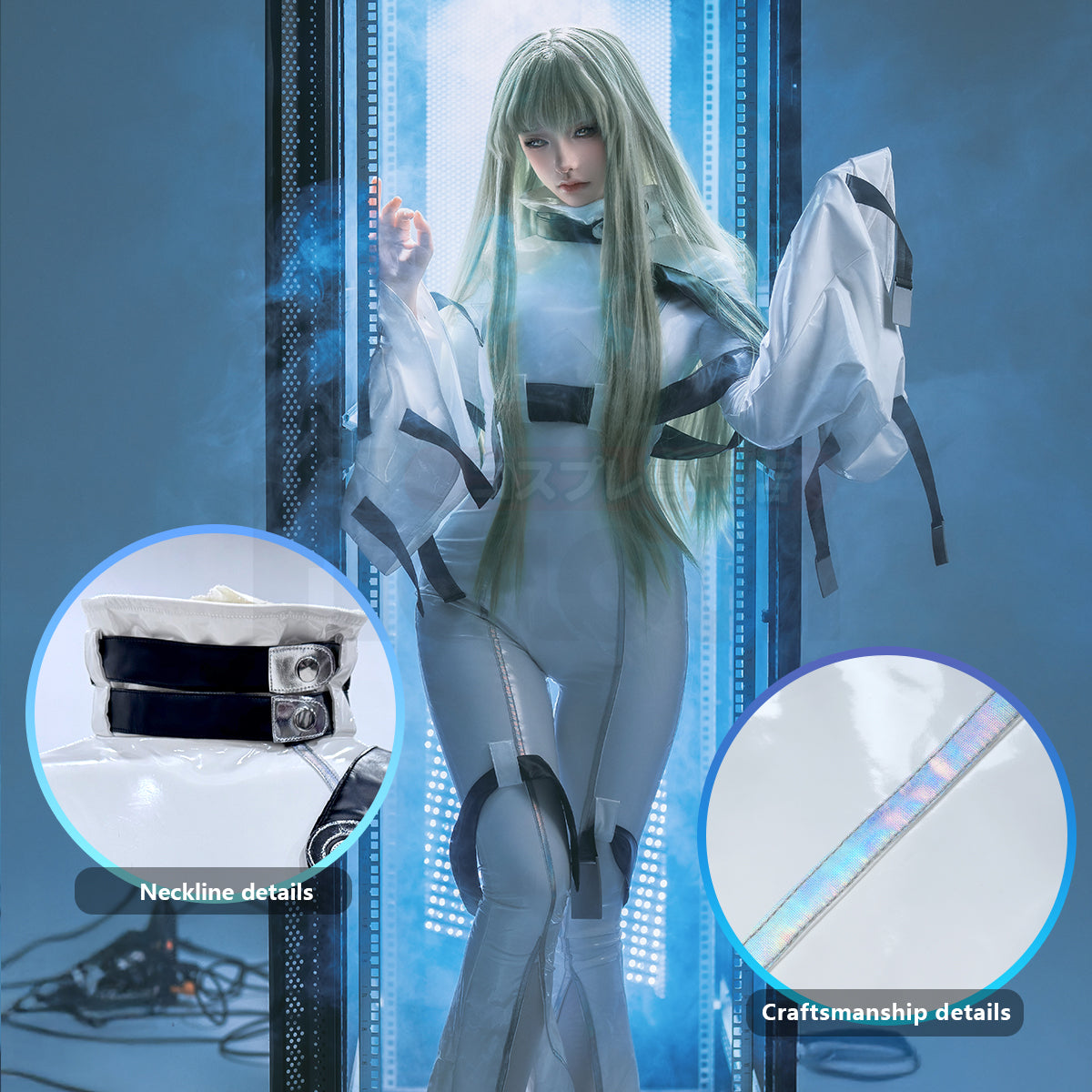 YOO Anime CC Cosplay Costume White Uniform Jumpsuit Strait-Jacket C.C. Halloween Gift thumbnail 3