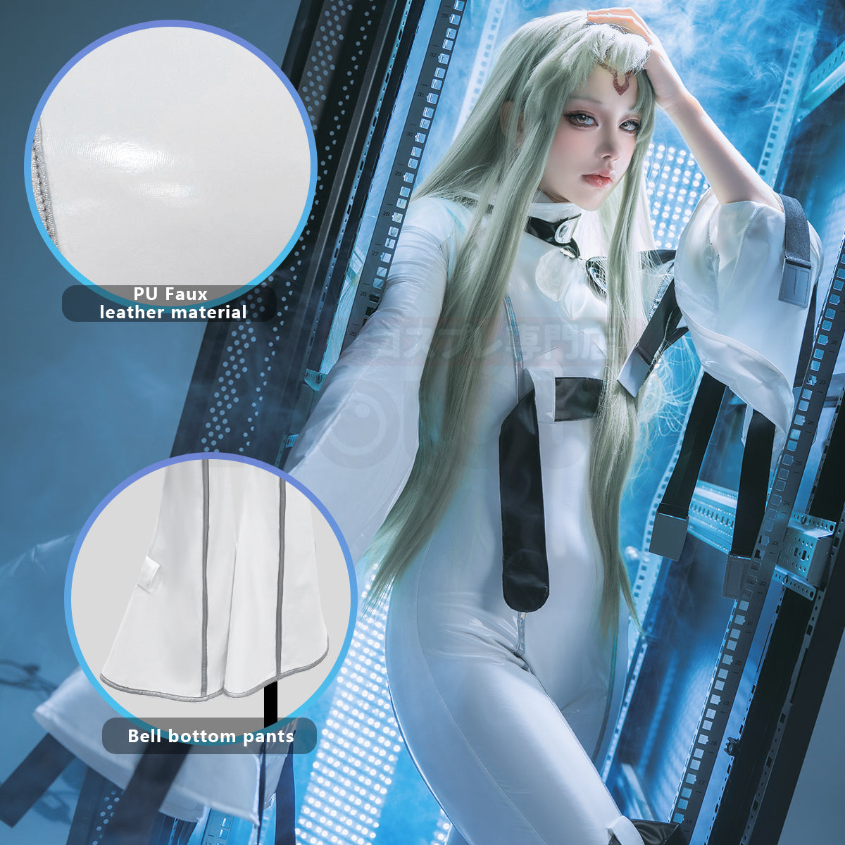 YOO Anime CC Cosplay Costume White Uniform Jumpsuit Strait-Jacket C.C. Halloween Gift thumbnail 6