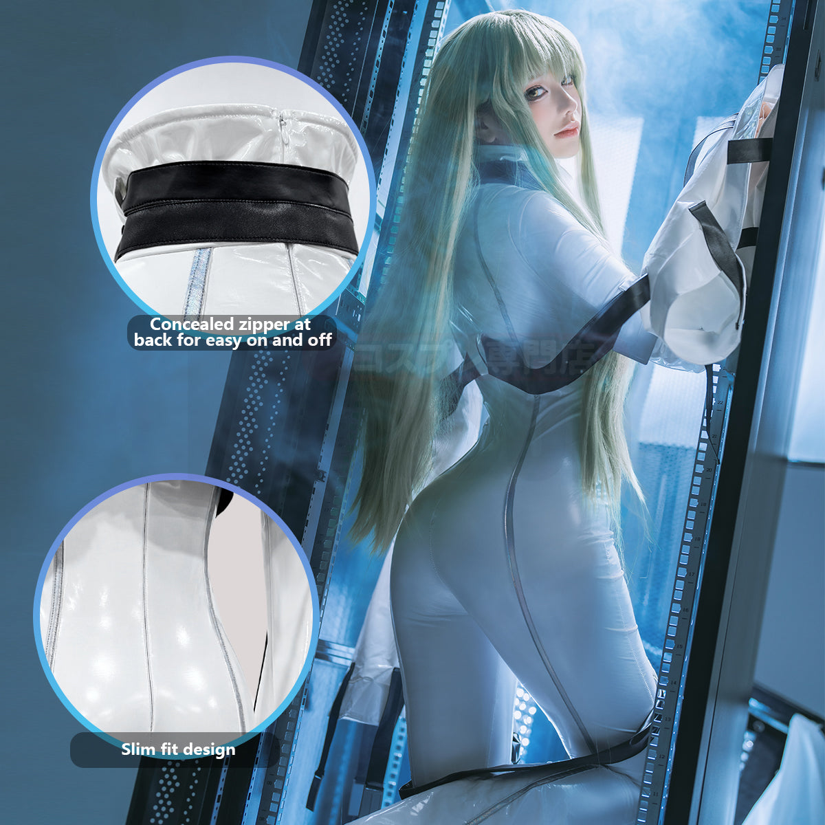 YOO Anime CC Cosplay Costume White Uniform Jumpsuit Strait-Jacket C.C. Halloween Gift thumbnail 7