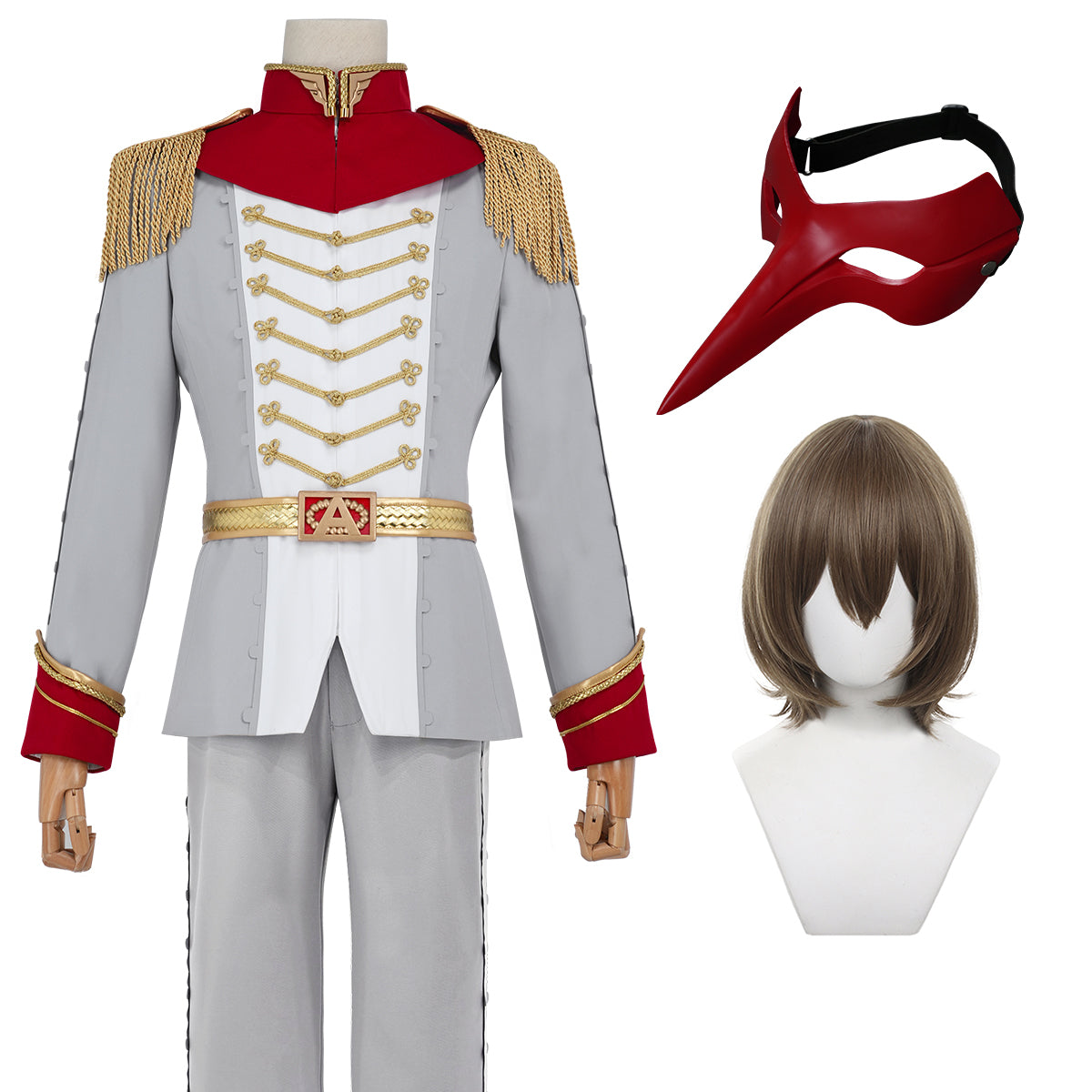YOO P5 Game Akechi Goro Cosplay Costume Wig Crow Grey Uniform Mask Cos Convention Stage Comic Suit Christmas New Year Gift thumbnail 6