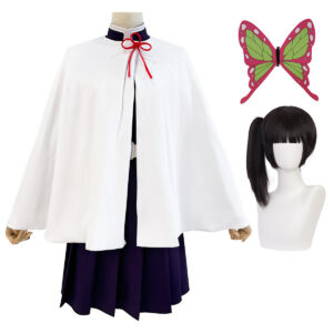 YOO Demon Anime Tsuyuri Kanawo Cosplay Costume Wig Embroidery Purple Top Skirt White Cloak Belt Cos Halloween Christmas Gift