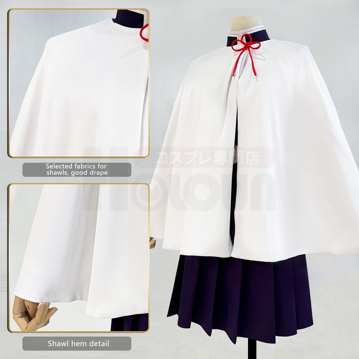 YOO Demon Anime Tsuyuri Kanawo Cosplay Costume Wig Embroidery Purple Top Skirt White Cloak Belt Cos Halloween Christmas Gift thumbnail 9