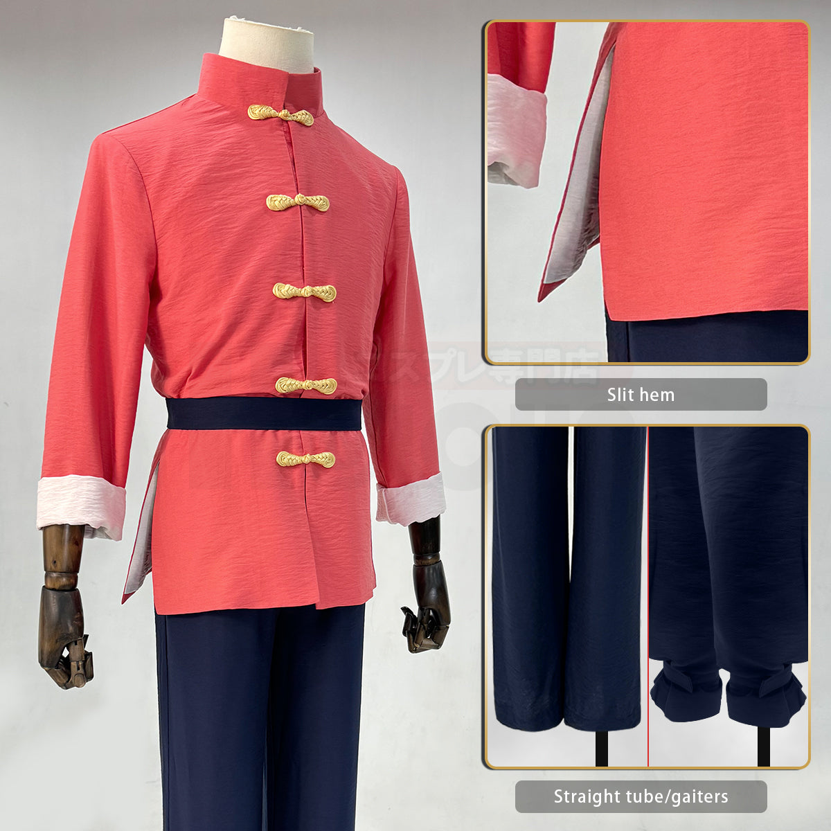 YOO Anime Ranma Saotome Cosplay Costume Wig Shirt Pants Belt Cos Convention Halloween Christmas Gift Rose Net thumbnail 11