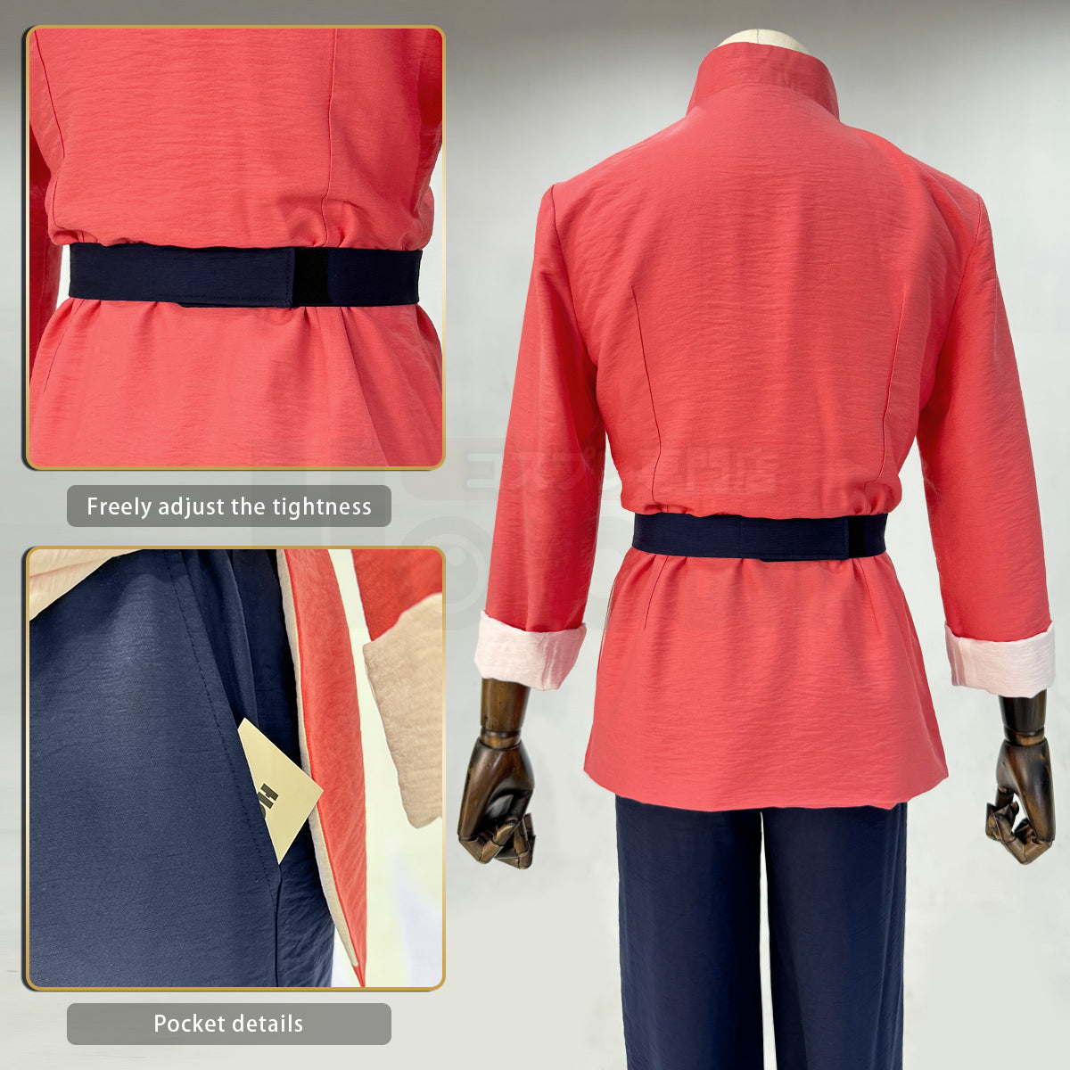 YOO Anime Ranma Saotome Cosplay Costume Wig Shirt Pants Belt Cos Convention Halloween Christmas Gift Rose Net thumbnail 12