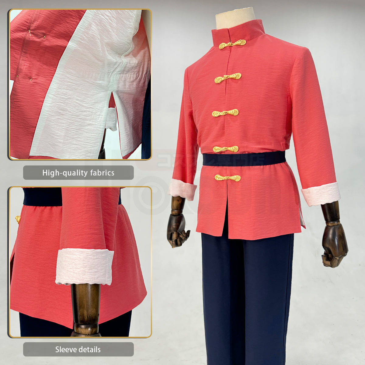 YOO Anime Ranma Saotome Cosplay Costume Wig Shirt Pants Belt Cos Convention Halloween Christmas Gift Rose Net thumbnail 9