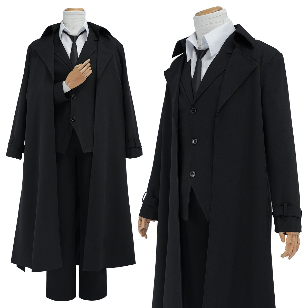 YOO Bungo Anime Dazai Osamu Cosplay Costume Wig Black Lining Coat Elastic Pants Shirt Tie Daily Wearing Halloween Christmas thumbnail 4