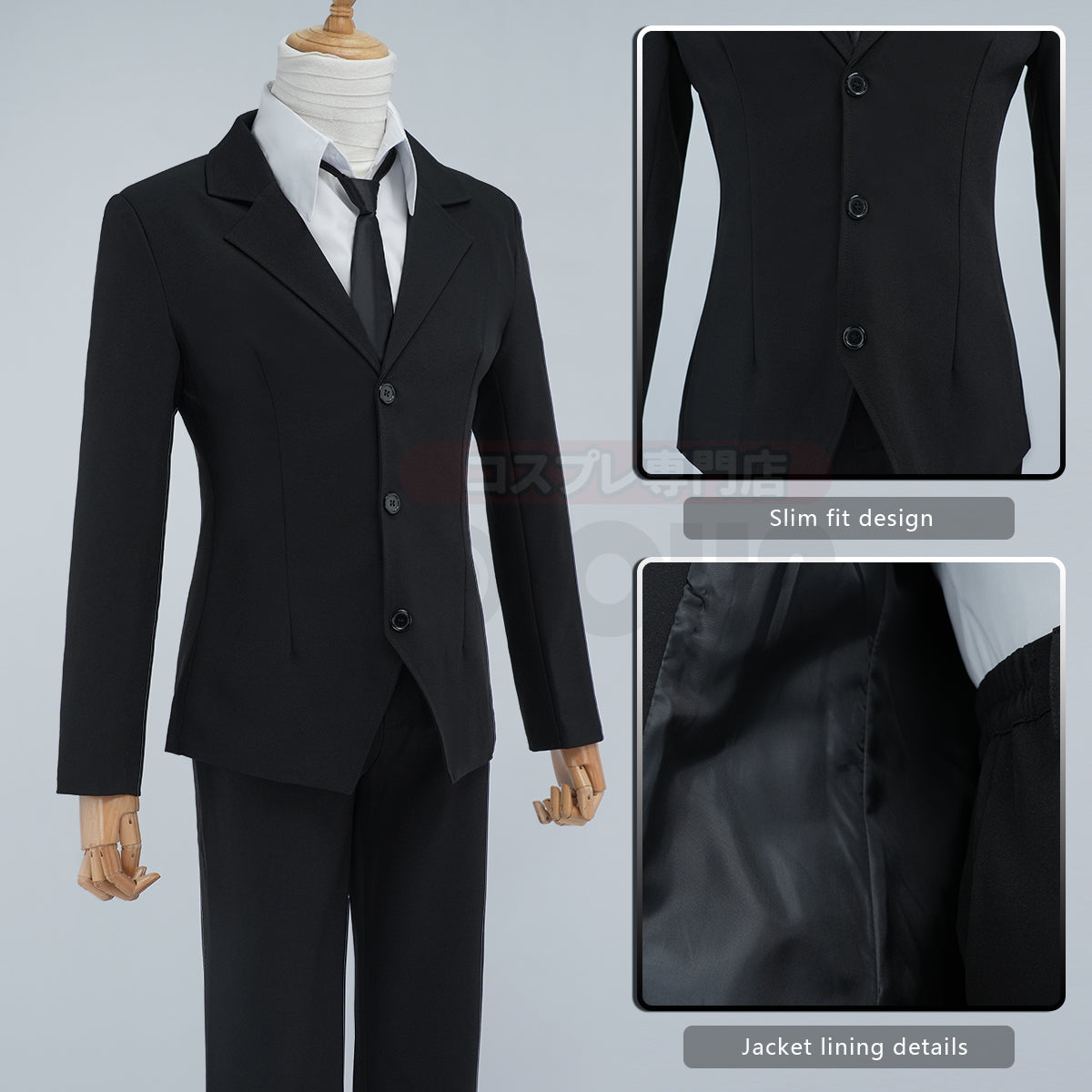 YOO Bungo Anime Dazai Osamu Cosplay Costume Wig Black Lining Coat Elastic Pants Shirt Tie Daily Wearing Halloween Christmas thumbnail 7