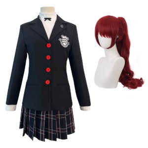 YOO P5 Game Kasumi Yoshizawa Cosplay Costume Wig School Uniform Embroidery School Badge Suit Plaid JK Skirt Shirt Rose Net