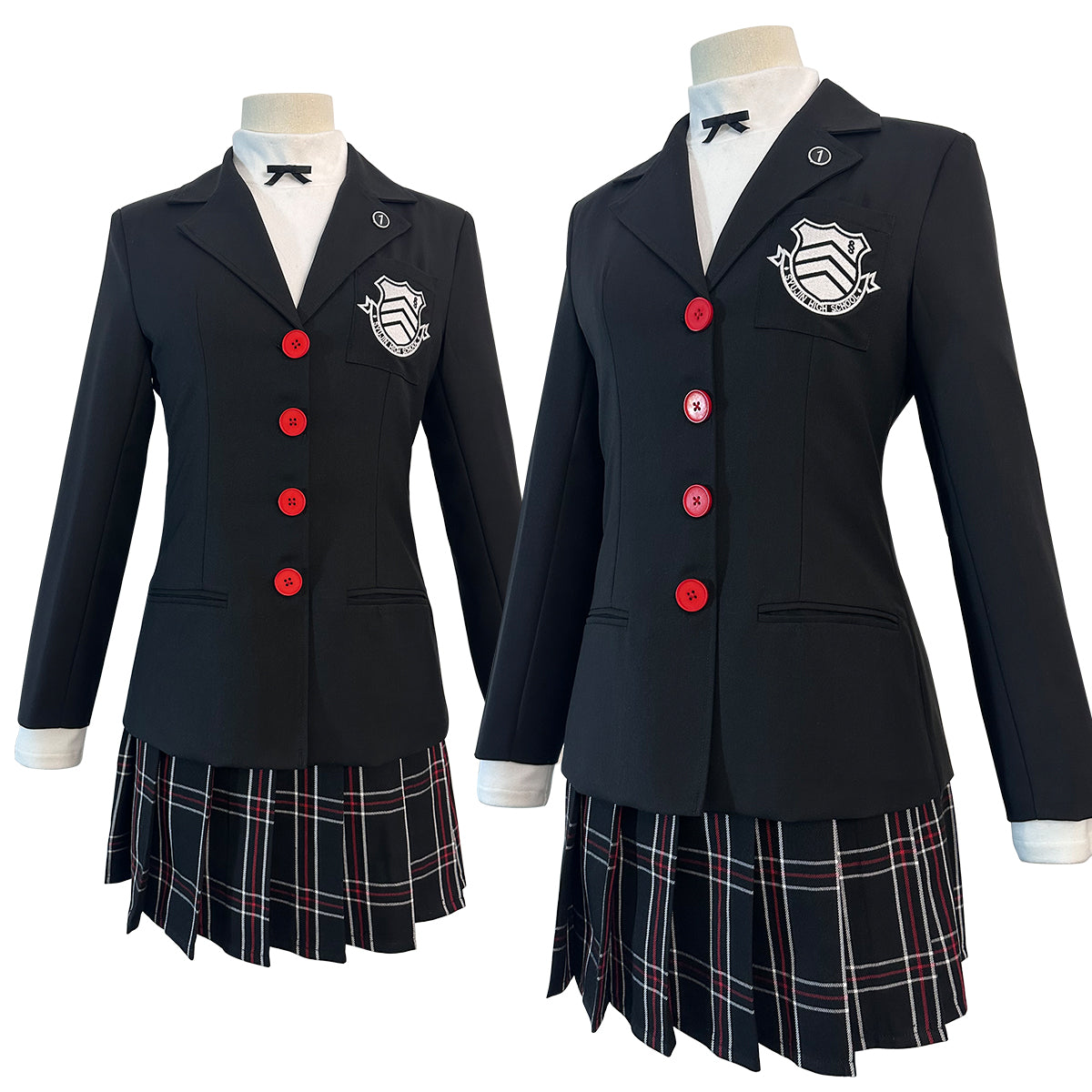 YOO P5 Game Kasumi Yoshizawa Cosplay Costume Wig School Uniform Embroidery School Badge Suit Plaid JK Skirt Shirt Rose Net thumbnail 2