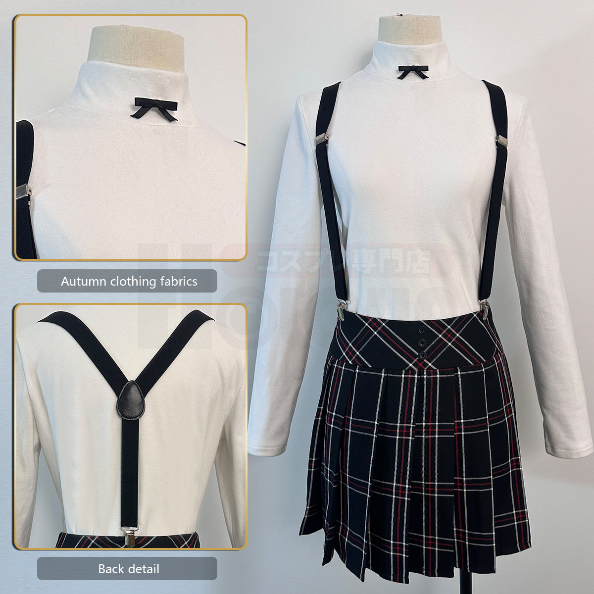 YOO P5 Game Kasumi Yoshizawa Cosplay Costume Wig School Uniform Embroidery School Badge Suit Plaid JK Skirt Shirt Rose Net thumbnail 7