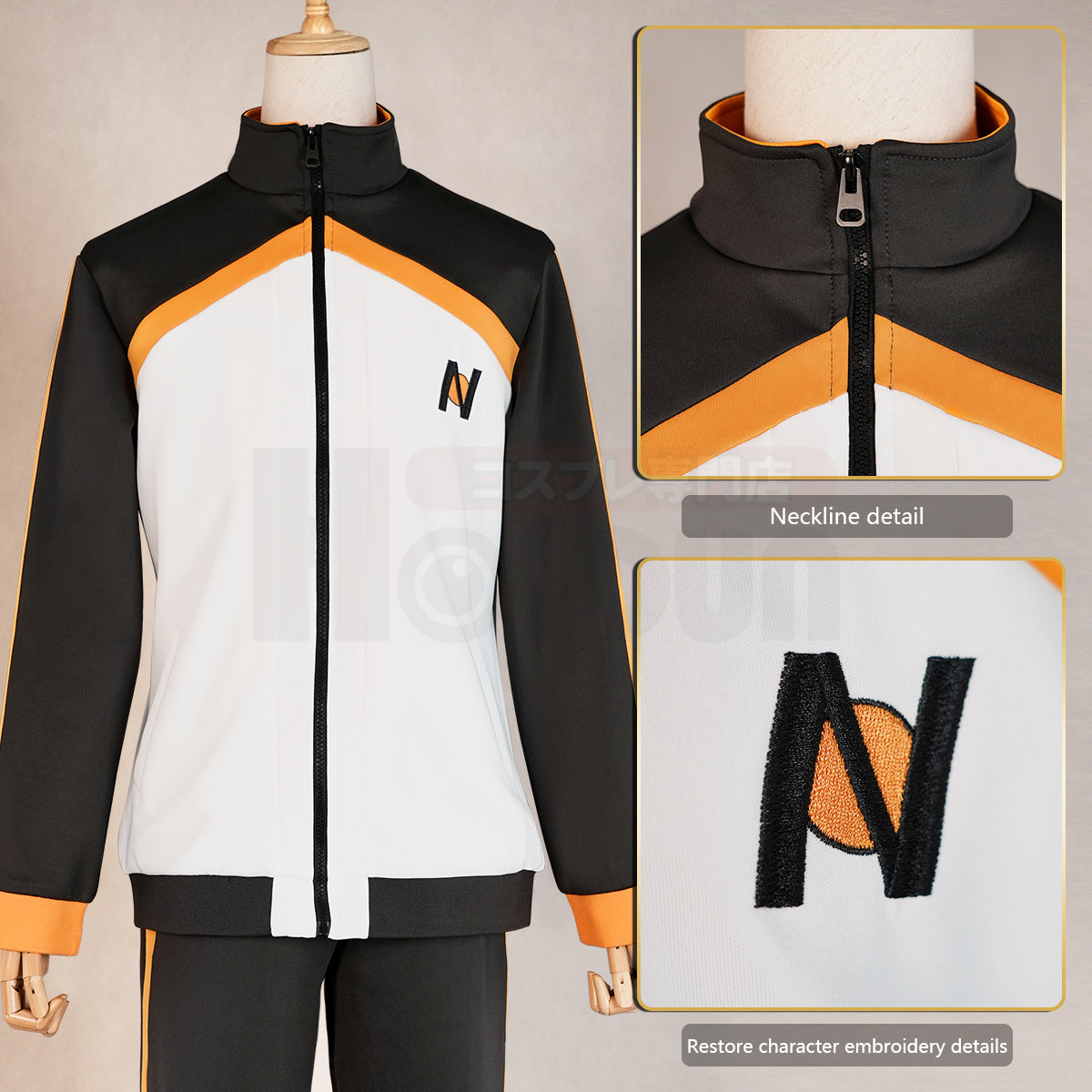 YOO Re:Life In A Different World From Zero Anime Natsuki Subaru Cosplay Costume Embroidery Full Zip Tracksuit Elastic Pants thumbnail 3