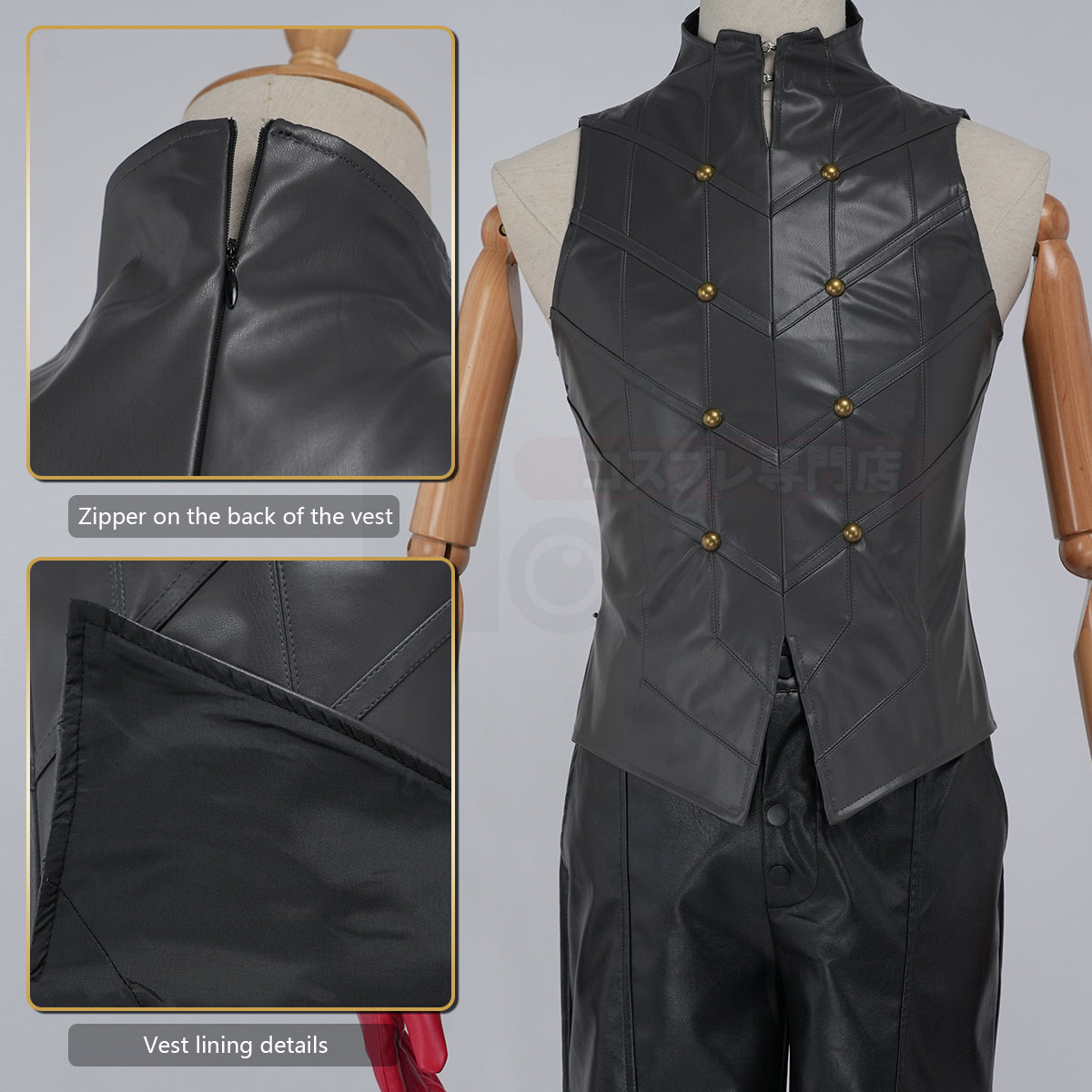 YOO P5 Game Ren Amamiya Cosplay Costume Wig Mask Joker Faux Leather Coat Pants Vest Gloves Daily Wear Cos Convention Outfit Rose Net thumbnail 8