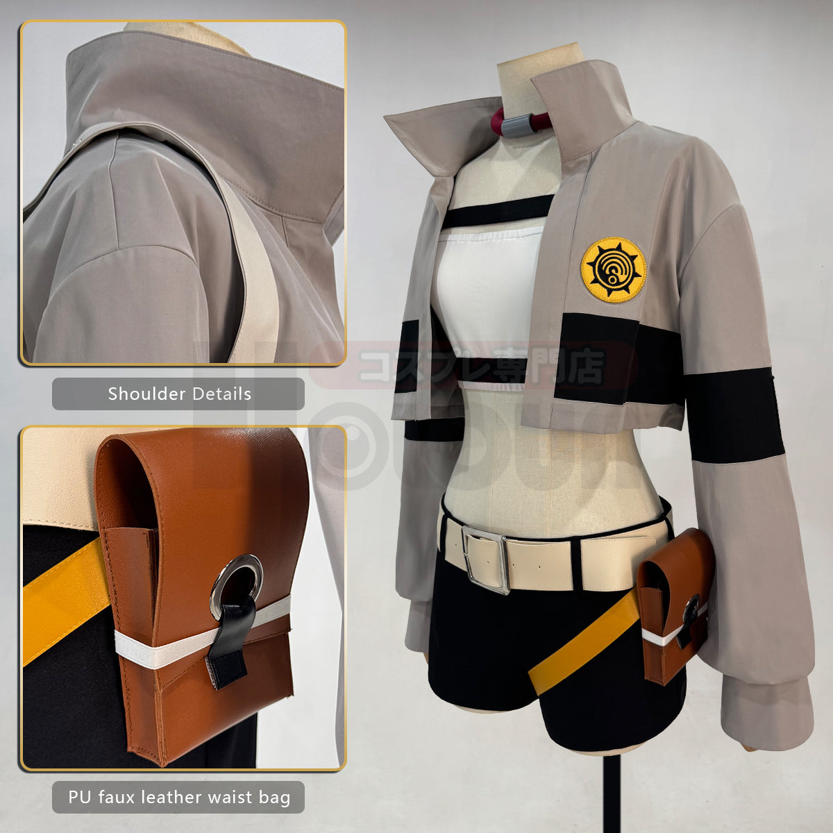 YOO Gachiakuta Anime Riyo Cosplay Costume Convention Halloween Christmas Embroidery Top Vest Short Backpack Waist Bag thumbnail 10